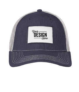 Ahead Brant Snapback Trucker Hat with White Rectangle Patch - Color: Navy Linen / White