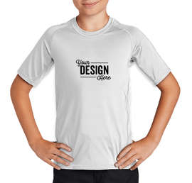 Sport-Tek Youth Rash Guard Shirt - Color: White