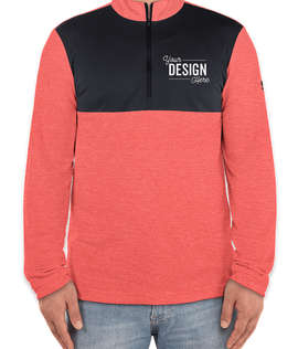 Adidas 100% Recycled Quarter Zip Performance Shirt - Color: Powder Red Heather / Carbon