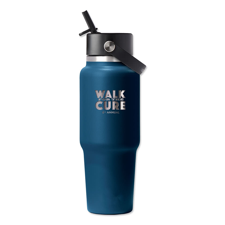 Hydro Flask Travel Bottle With Flex Straw Cap 32 oz. - Laser Engraved