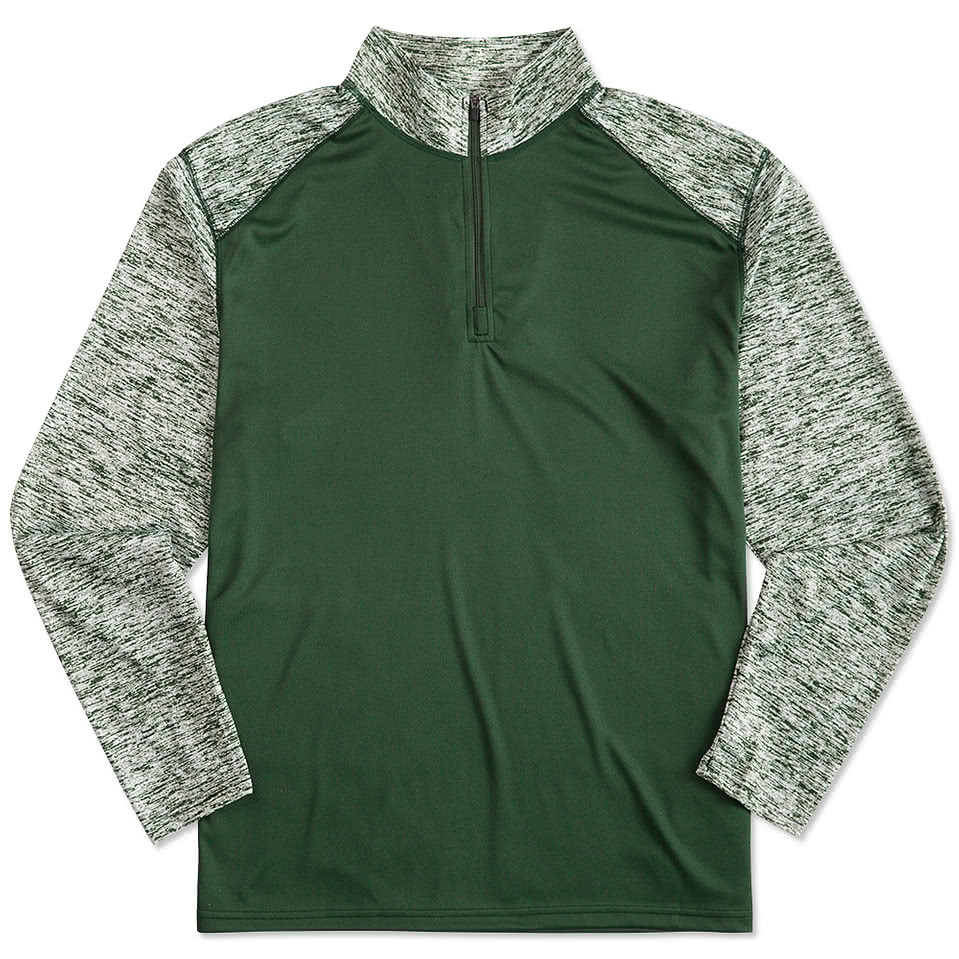 Badger Contrast Melange Quarter Zip Performance Shirt