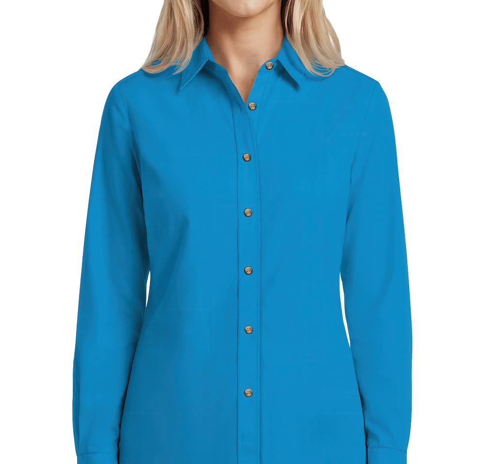 Blue Generation Women's Scotchgard Long Sleeve Dress Shirt - Printed-default