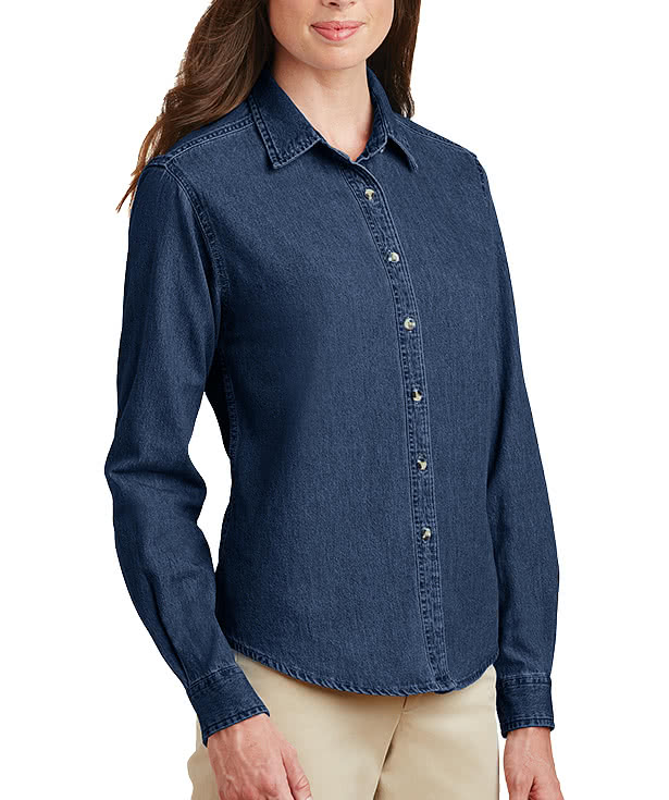 Port & Company Women's Denim Shirt - Printed