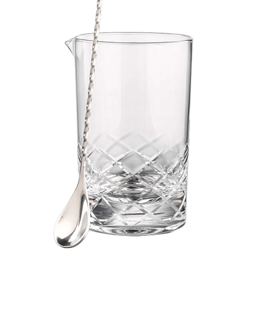 Laser Etched 24 oz. Durham Mixing Glass with Spoon in Clear
