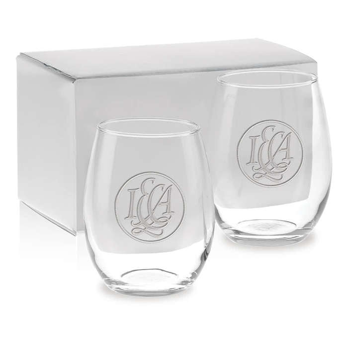 Laser Engraved 15 oz. Stemless Wine Glass (Set of 2)