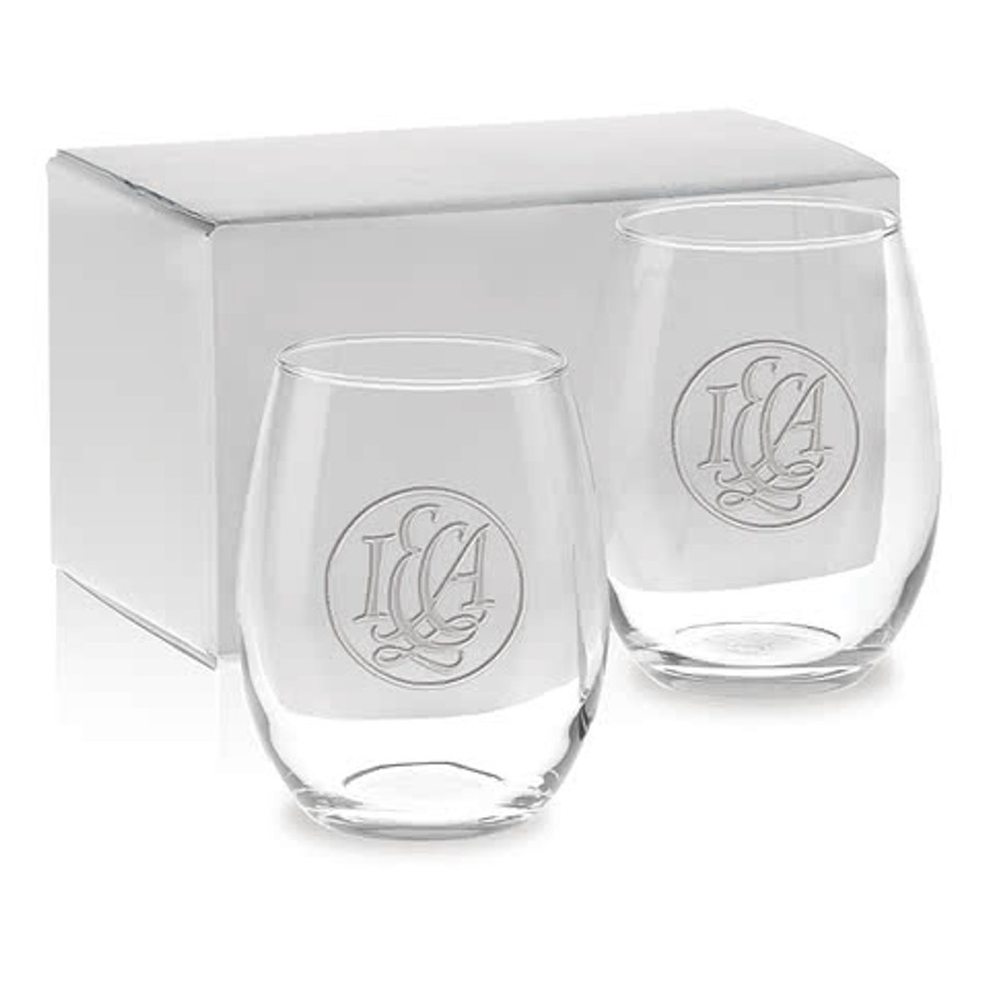 Laser Engraved 15 oz. Stemless Wine Glass (Set of 2) in Clear