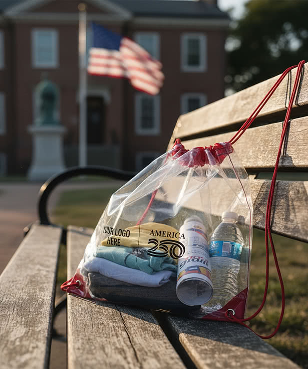 America250™ Touchdown Clear EVA Drawstring Bag