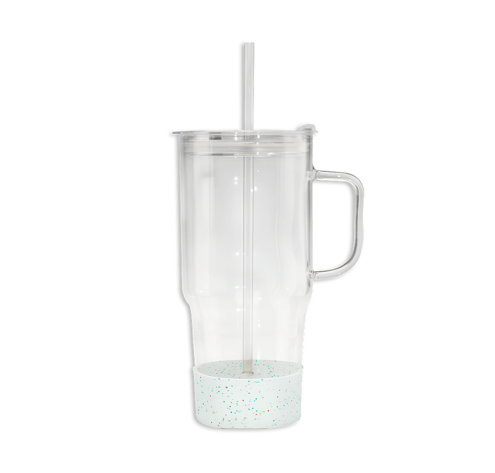 Laser Engraved 40 oz. Cafe America Glass Dual Lid Travel Mug with Straw-default