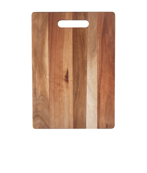 Laser Engraved Acacia Cutting Board with Handle in Natural