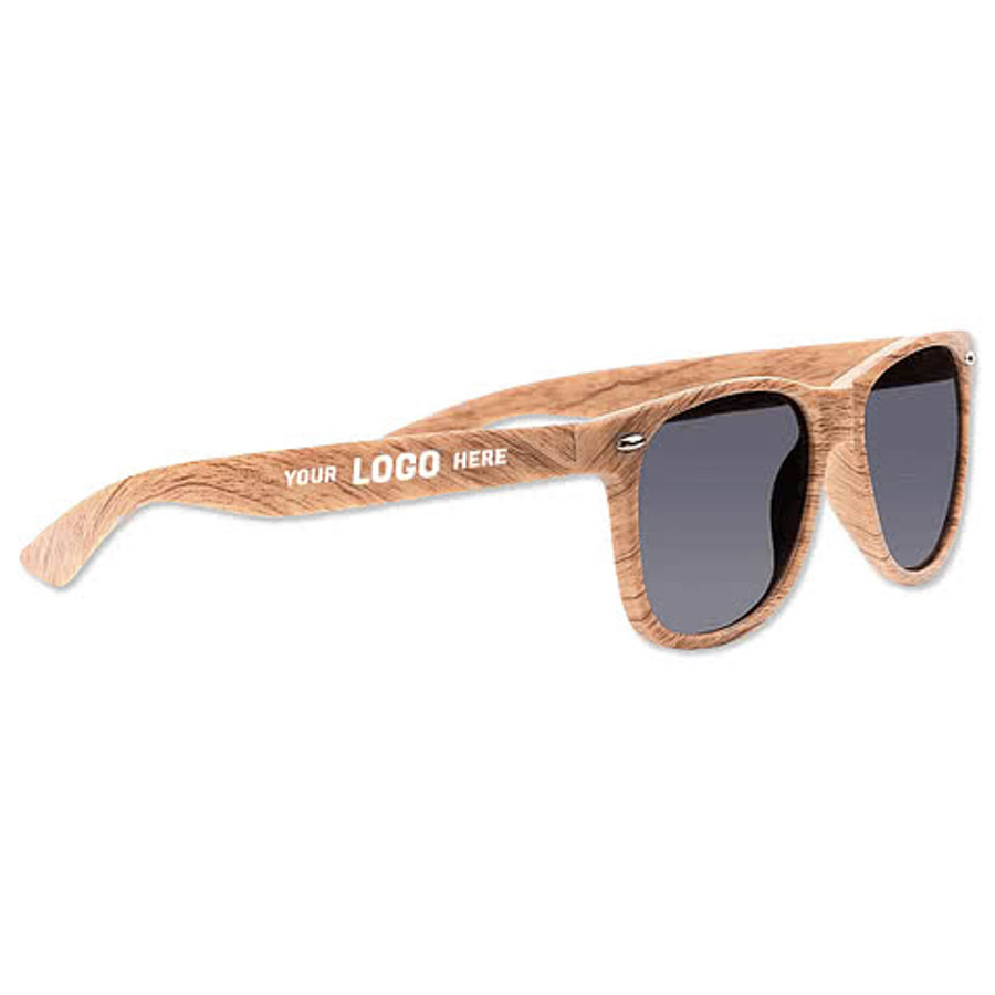 Allen Faux Wood Finish Sunglasses in Natural
