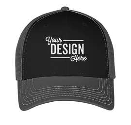 Otto Cap Low Profile Two-Tone Trucker Hat - Color: Charcoal Gray / Black / Charcoal Gray