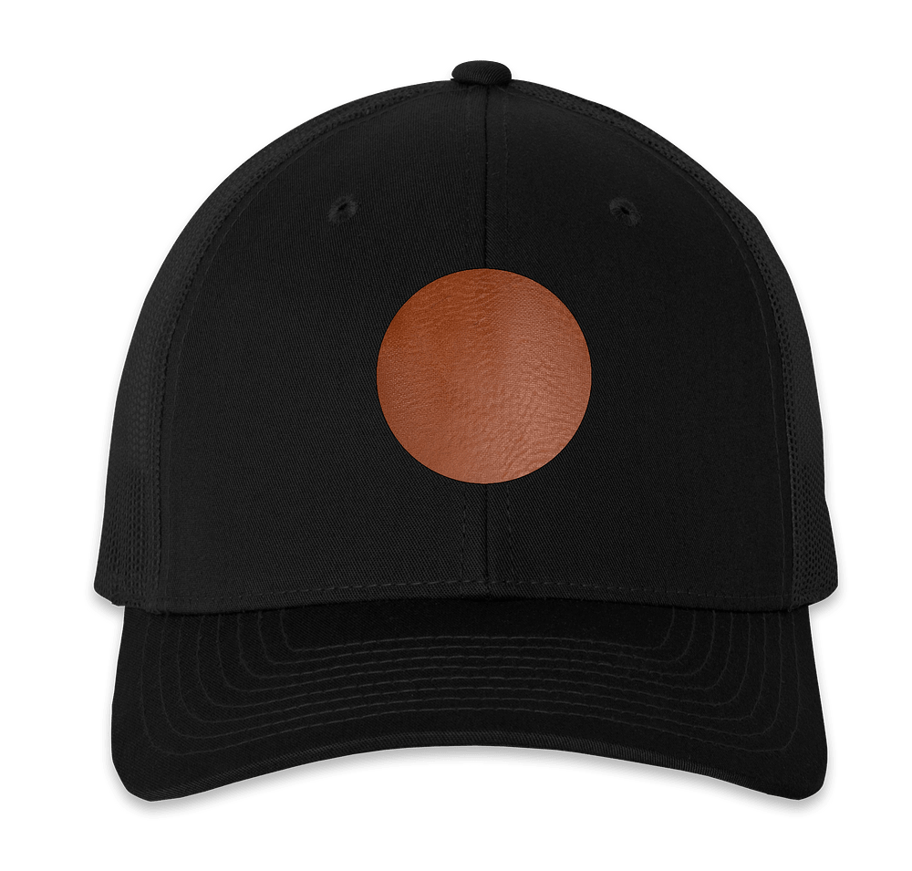 Richardson Snapback Trucker Hat - Circle Faux Leather Patch - Laser Engraved-default