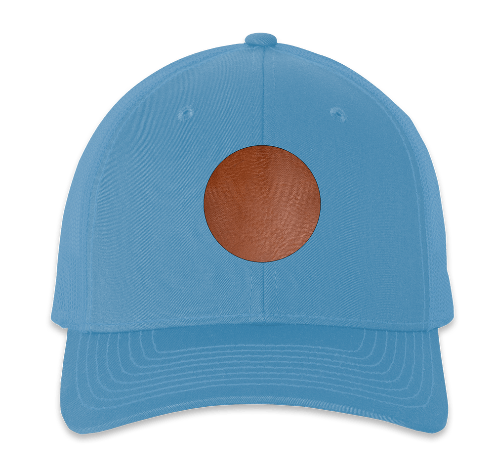 Richardson Snapback Trucker Hat - Circle Faux Leather Patch - Laser Engraved-default