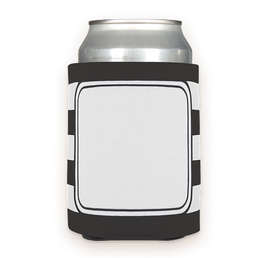 Full Color Stripe Foldable Can Cooler - Color: Black / White