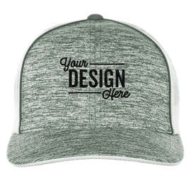 Pacific Headwear Aggressive Heather Trucker Hat - Color: Dark Green Heather / White / Dark Green Heather
