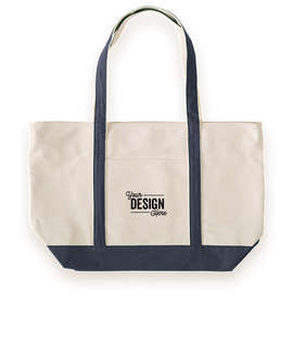 Large Heavyweight Cotton Zippered Boat Tote - Color: Blue