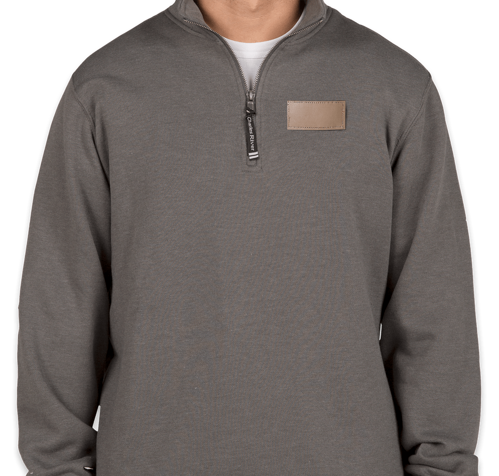 Charles River Crosswind Quarter Zip Sweatshirt - Faux Leather Patch-default