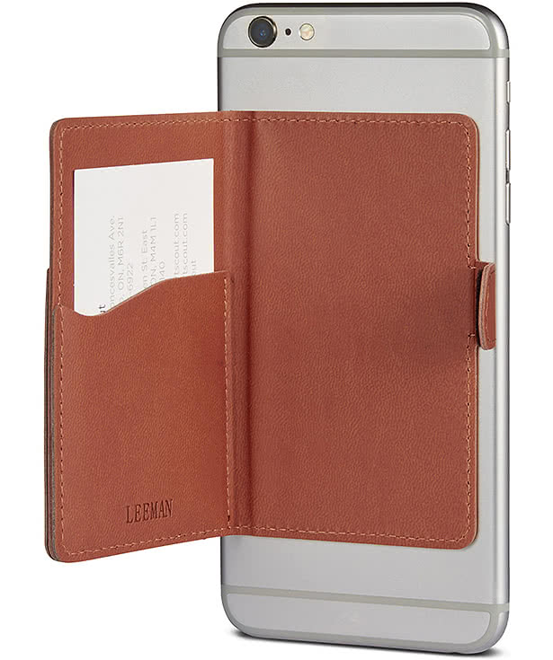 Debossed Leeman Tuscany Dual Card Phone Wallet With Metal Ring Stand