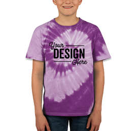 Dyenomite Youth 100% Cotton Two-Tone Spiral Tie-Dye T-shirt