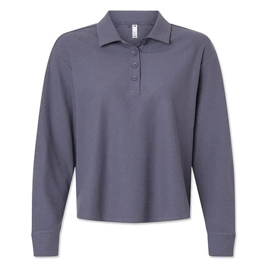 Adidas Women's Beyond Micro Waffle Long Sleeve Polo - Printed
