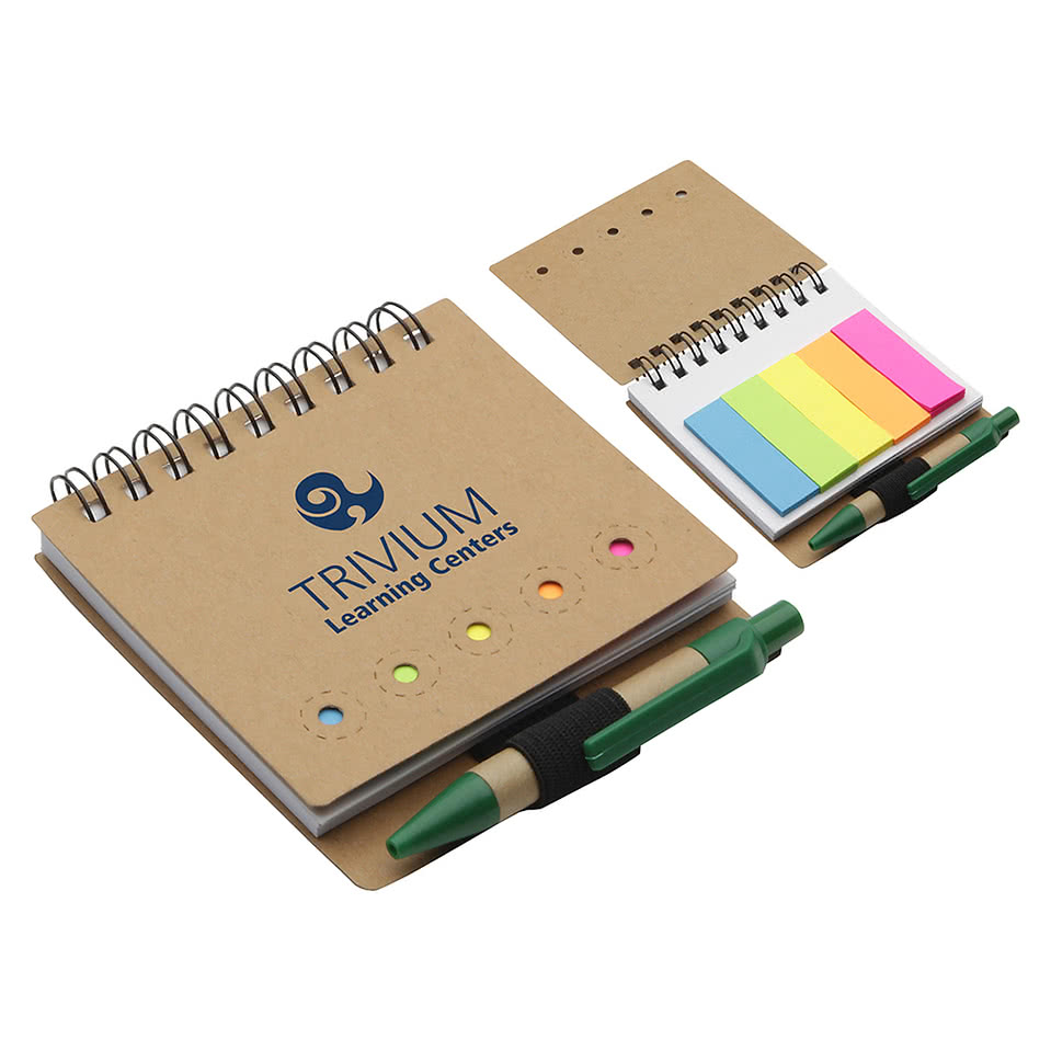 Mini Spiral Notebook with Sticky Flags and Pen