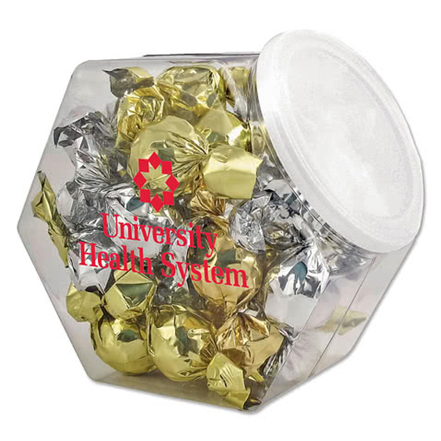Penny Candy Jar with Individually Wrapped Truffles (Tub of 25) in Twist Wrapped Truffles