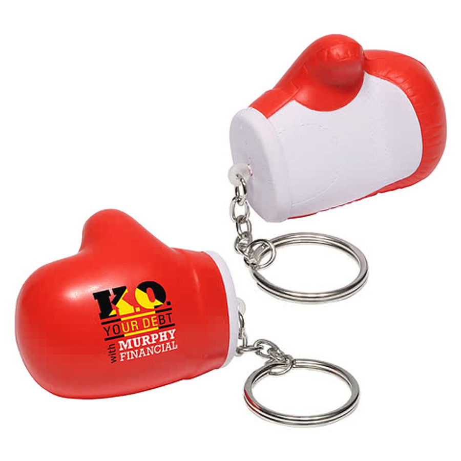 Boxing Glove Stress Reliever Keychain in Red/White