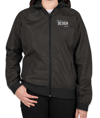Sport-Tek Women's Embossed Full Zip Hooded Jacket - Black / Black