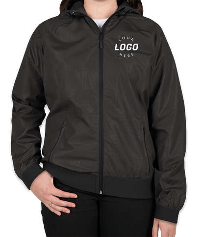 Sport-Tek Women's Embossed Full Zip Hooded Jacket - Black / Black