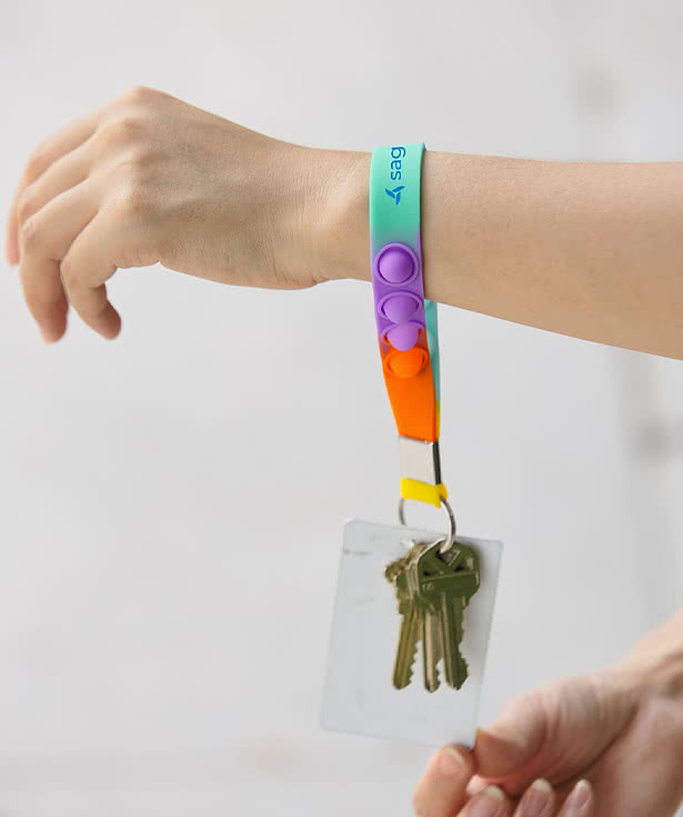 Push Pop Stress Reliever Silicone Wrist Strap Keychain