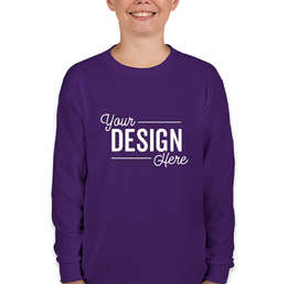 Gildan Youth 100% Cotton Long Sleeve T-shirt - Color: Purple