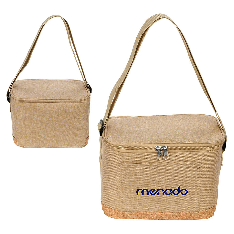 Carina Recycled Insulated 6 Can Cooler Bag with Cork Trim