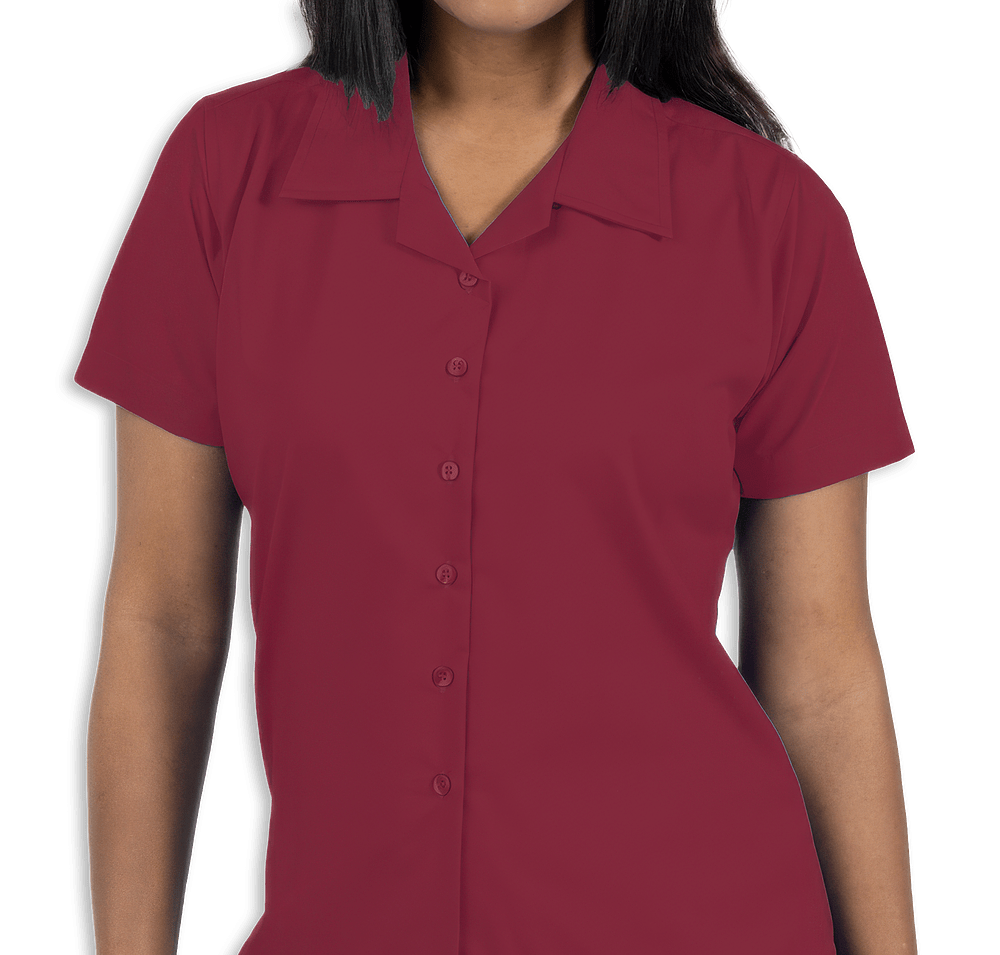 Blue Generation Women's Poplin Short Sleeve Camp Shirt - Printed-default