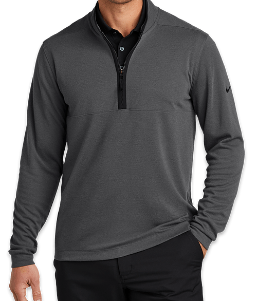 Nike Textured Lightweight Quarter Zip Sweatshirt in Dark Grey