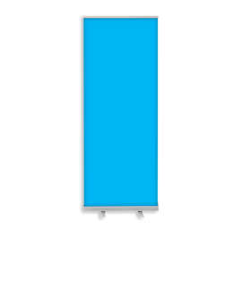 Full Color 31.5" x 83.5" Economy Retractable Banner Kit - Color: Columbia Blue / Silver