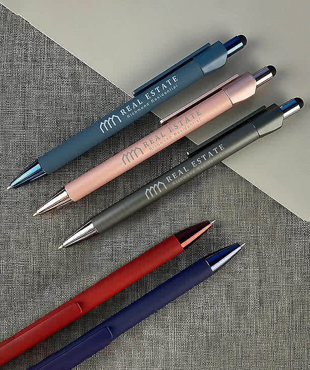 Laser Engraved Cache Touch Ballpoint Stylus Pen (black ink)