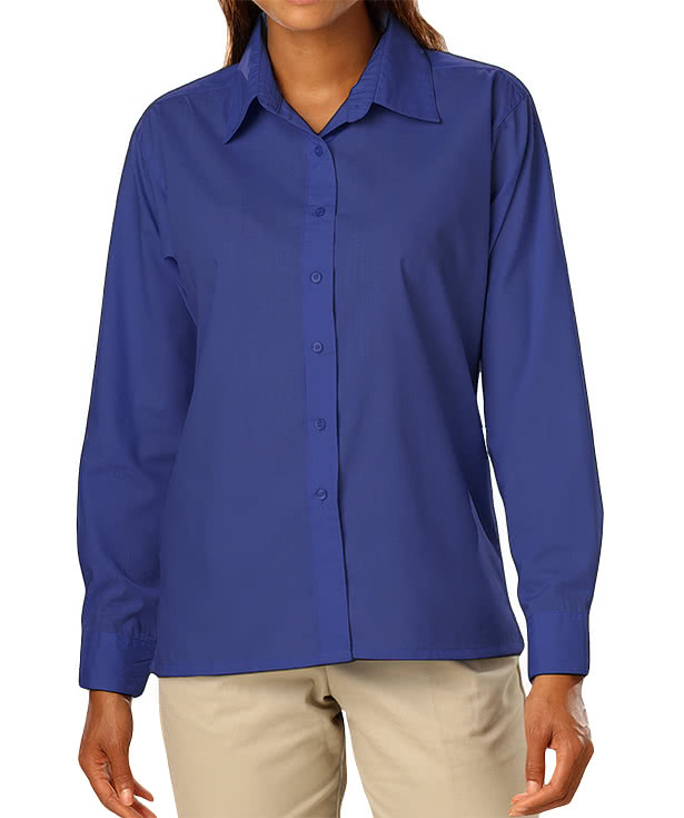 Blue Generation Women's Value Long Sleeve Poplin Dress Shirt - Embroidered