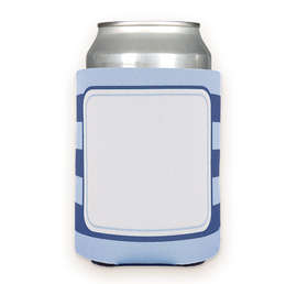 Full Color Stripe Foldable Can Cooler - Color: Baby Blue / Navy