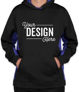 Sport-Tek Colorblock Performance Pullover Hoodie - Color: Black / True Royal