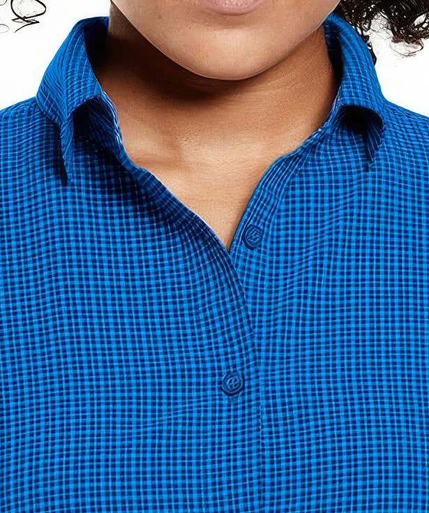 Storm Creek Women's Influencer Microplaid Long Sleeve Dress Shirt - Embroidered