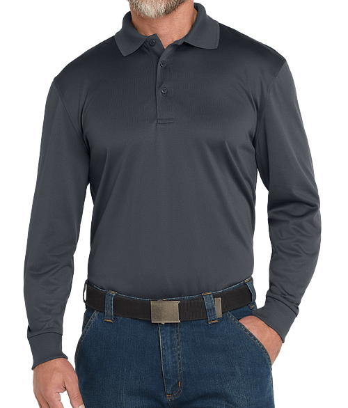 CornerStone Select Snag-Proof Tactical Long Sleeve Performance Polo in Charcoal