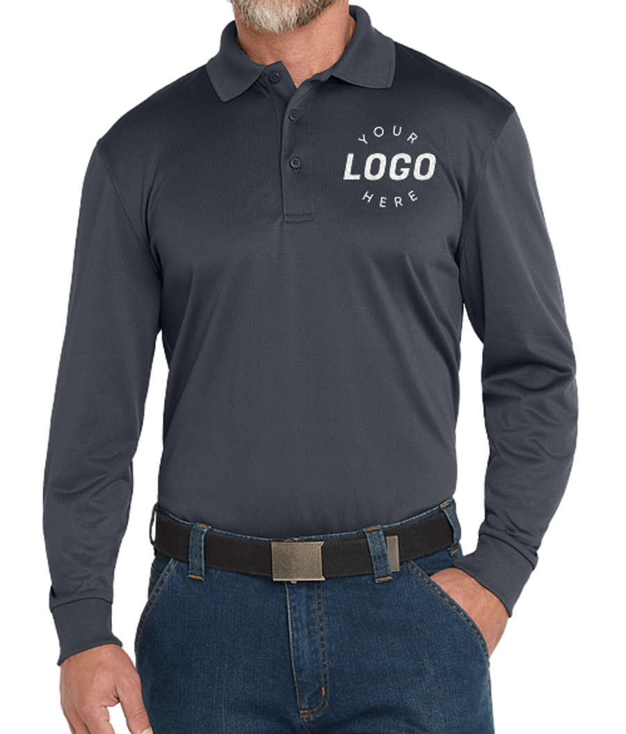 CornerStone Select Snag-Proof Tactical Long Sleeve Performance Polo in Charcoal