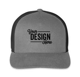 Pacific Headwear Five-Panel Snapback Trucker Hat - Embroidered - Color: Heather Grey / Light Charcoal