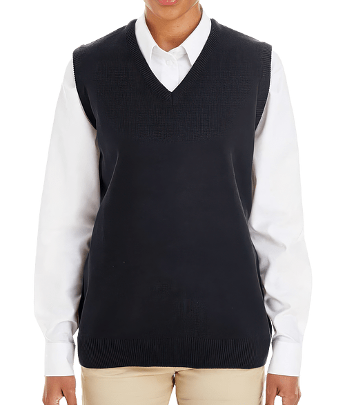 Harriton Women's Pilbloc V-Neck Sweater Vest in Black