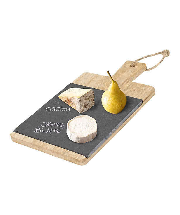 Laser Engraved Bamboo and Slate Charcuterie Cutting Board