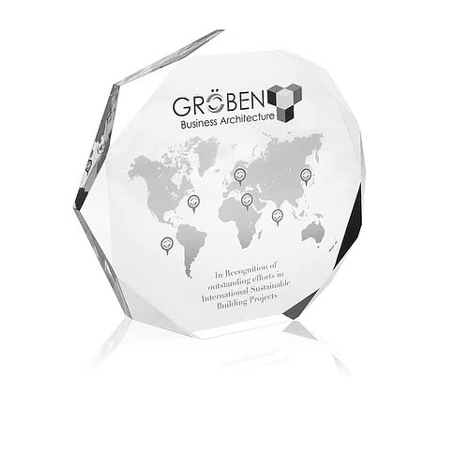 Laser Engraved Enterprise Octagon Award in Clear