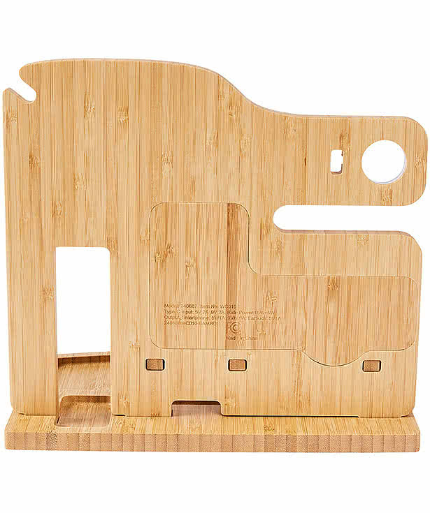 Laser Engraved Portia Bamboo Charging Valet Station