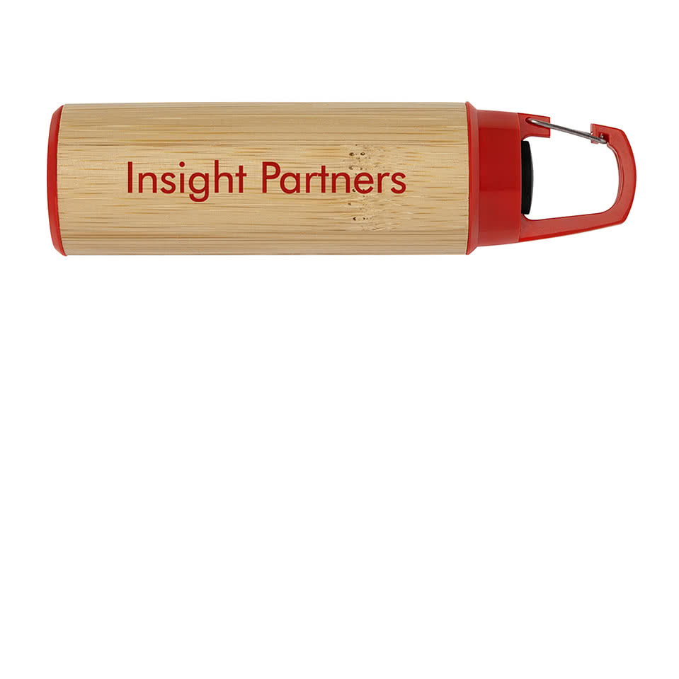 Laser Engraved Bamboo Flashlight with Carabiner