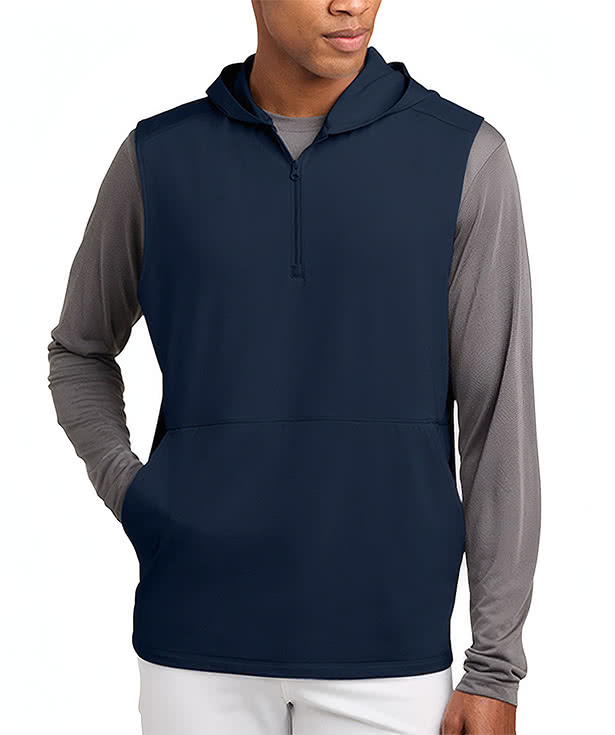 Sport-Tek Sport-Wick Stretch Sleeveless Hooded Quarter Zip Sweatshirt