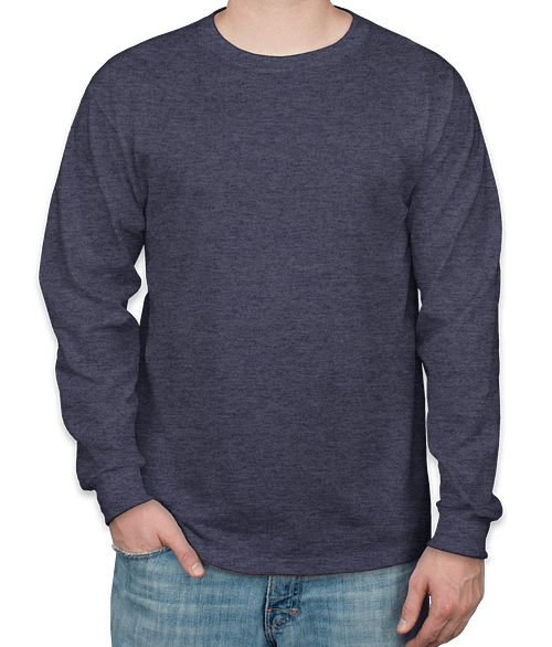 Jerzees 50/50 Long Sleeve T-shirt in Vintage Heather Navy
